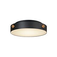 Rivet 1-Light LED Flush Mount in Black with Antique Brass