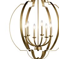 Kichler Voleta 6 Light Traditional Chandelier in Natural Brass