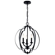 Kichler Voleta 3 Light 17 Inch Quatrefoil Pendant Light in Black