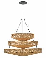 Hinkley Ophelia Chandelier In Black With Natural Shade