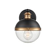 Ellmira 1-Light Wall Sconce in Matte Black with Aged Brass