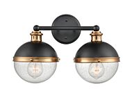 Ellmira Two Light Vanity in Matte Black  Aged Brass by Millennium