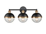 Ellmira 3-Light Vanity in Matte Black with Aged Brass