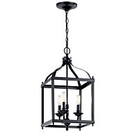 Larkin Three Light Foyer Pendant in Black by Kichler