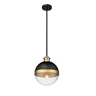 Ellmira 1-Light Pendant in Matte Black with Aged Brass