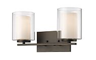 Z-Lite Willow 2-Light Bathroom Vanity Light In Olde Bronze