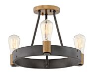 Hinkley Silas 3-Light Semi-Flush Ceiling Light In Aged Zinc