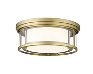 Z-Lite Willow 3-Light Flush Mount Ceiling Light In Olde Brass