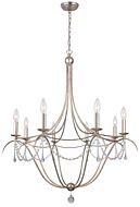 Crystorama Metro 8 Light 38 Inch Modern Chandelier in Antique Silver