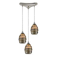 Vines 3-Light Pendant in Satin Nickel