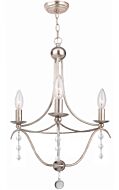 Crystorama Metro 3 Light 19 Inch Mini Chandelier in Antique Silver with Clear Glass Beads Crystals