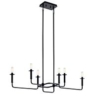 Alden Six Light Linear Chandelier in Black by Kichler