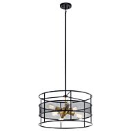 Piston Six Light Pendant in Black by Kichler