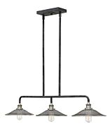 Hinkley Rigby 3-Light Linear Chandelier In Aged Zinc