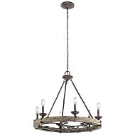 Kichler Taulbee 6 Light Chandelier Round Pendant in Weathered Zinc