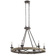 Kichler Taulbee 6 Light Chandelier Oval Pendant in Weathered Zinc