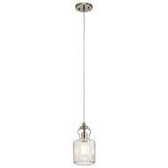 Kichler Riviera Mini Pendant 1 Light in Brushed Nickel