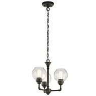 Kichler Niles 16 Inch 3 Light Semi Flsuh Chandelier in Olde Bronze