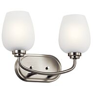 Kichler Valserrano 2 Light 10 Inch Bathroom Vanity Light in Brushed Nickel