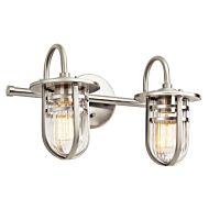 Kichler Caparros 2 Light 2 Arm Bathroom Vanity Light in Brushed Nickel