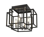 Z-Lite Titania 4-Light Flush Mount Ceiling Light In Black With Chrome