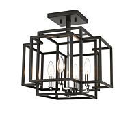 Z Lite Titania 4 Light Semi Flush Mount Ceiling Light In Black With Chrome