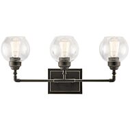 Kichler Niles 24 Inch 3 Light Clear Seeded Bathroom Vanity Light in Olde Bronze