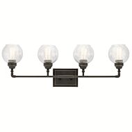 Kichler Niles 33.25 Inch 4 Light Clear Seeded Bathroom Vanity Light in Olde Bronze