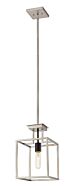 Z-Lite Quadra 1-Light Mini Pendant Light In Brushed Nickel With Black