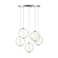 Atomo 5-Light LED Pendant in Chrome