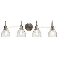 Kichler Avery 4 Light 9 Inch Bathroom Vanity Light in Brushed Nickel