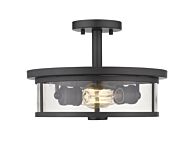 Z-Lite Savannah 2-Light Semi Flush Mount Ceiling Light In Bronze