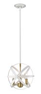 Z-Lite Cavallo 3-Light Pendant Light In Hammered White With Olde Brass