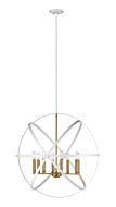 Z-Lite Cavallo 8-Light Pendant Light In Hammered White With Olde Brass