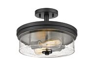 Z-Lite Bohin 2-Light Semi Flush Mount Ceiling Light In Matte Black