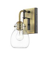 Z-Lite Kraken 1-Light Wall Sconce In Matte Black With Olde Brass