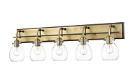 Z-Lite Kraken 5-Light Bathroom Vanity Light In Matte Black With Olde Brass