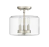 Asheville 3-Light Semi-Flush Mount in Brushed Nickel