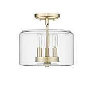 Asheville 3-Light Semi-Flush Mount in Modern Gold