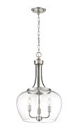 Z-Lite Joliet 3-Light Pendant Light In Brushed Nickel