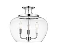 Z-Lite Joliet 3-Light Semi Flush Mount Ceiling Light In Chrome