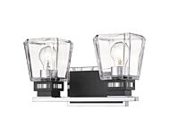 Z-Lite Jackson 2-Light Bathroom Vanity Light In Chrome With Matte Black