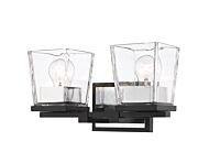 Z-Lite Bleeker Street 2-Light Bathroom Vanity Light In Matte Black With Chrome