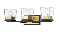 Z-Lite Bleeker Street 3-Light Bathroom Vanity Light In Matte Black With Olde Brass