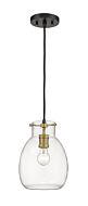 Z-Lite Bella 1-Light Mini Pendant Light In Matte Black With Olde Brass