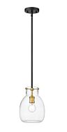 Z-Lite Bella 1-Light Mini Pendant Light In Matte Black With Olde Brass