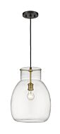 Z-Lite Bella 1-Light Pendant Light In Matte Black With Olde Brass