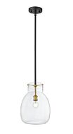 Z-Lite Bella 1-Light Mini Pendant Light In Matte Black With Olde Brass