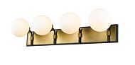 Z-Lite Parsons 4-Light Bathroom Vanity Light In Matte Black With Olde Brass