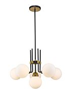 Z-Lite Parsons 6-Light Chandelier In Matte Black With Olde Brass